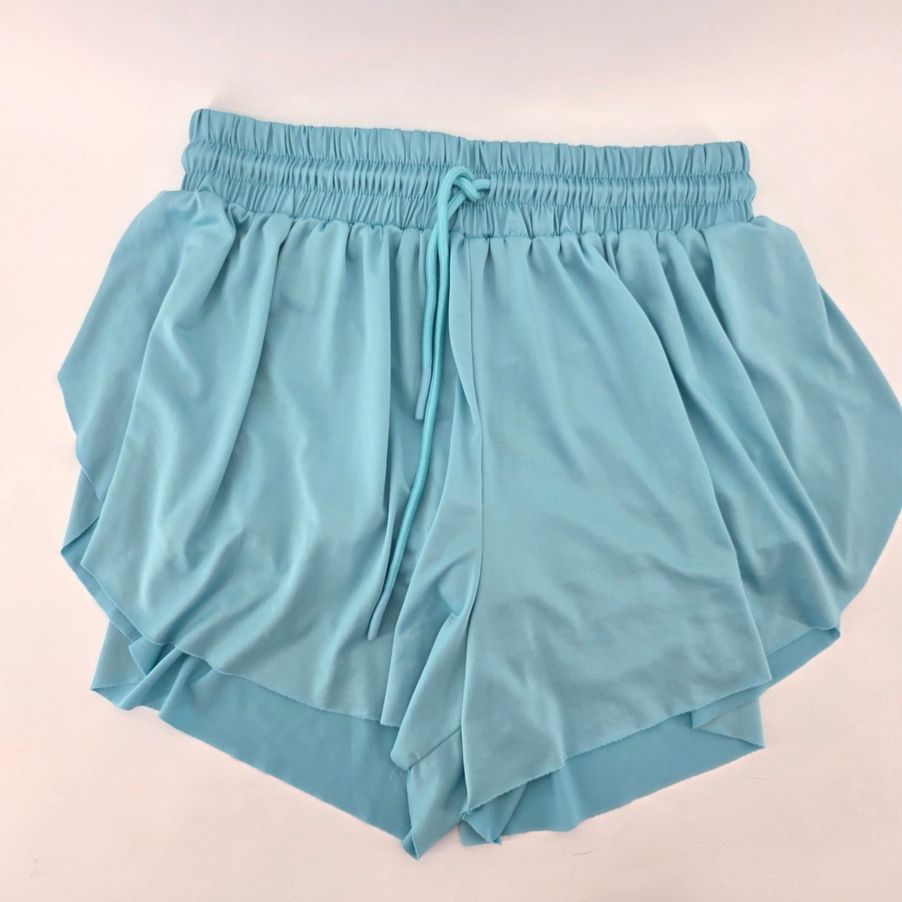 Ultra Performance Womens 2-in-1 Running Shorts Light Blue Smocked Waist Small
